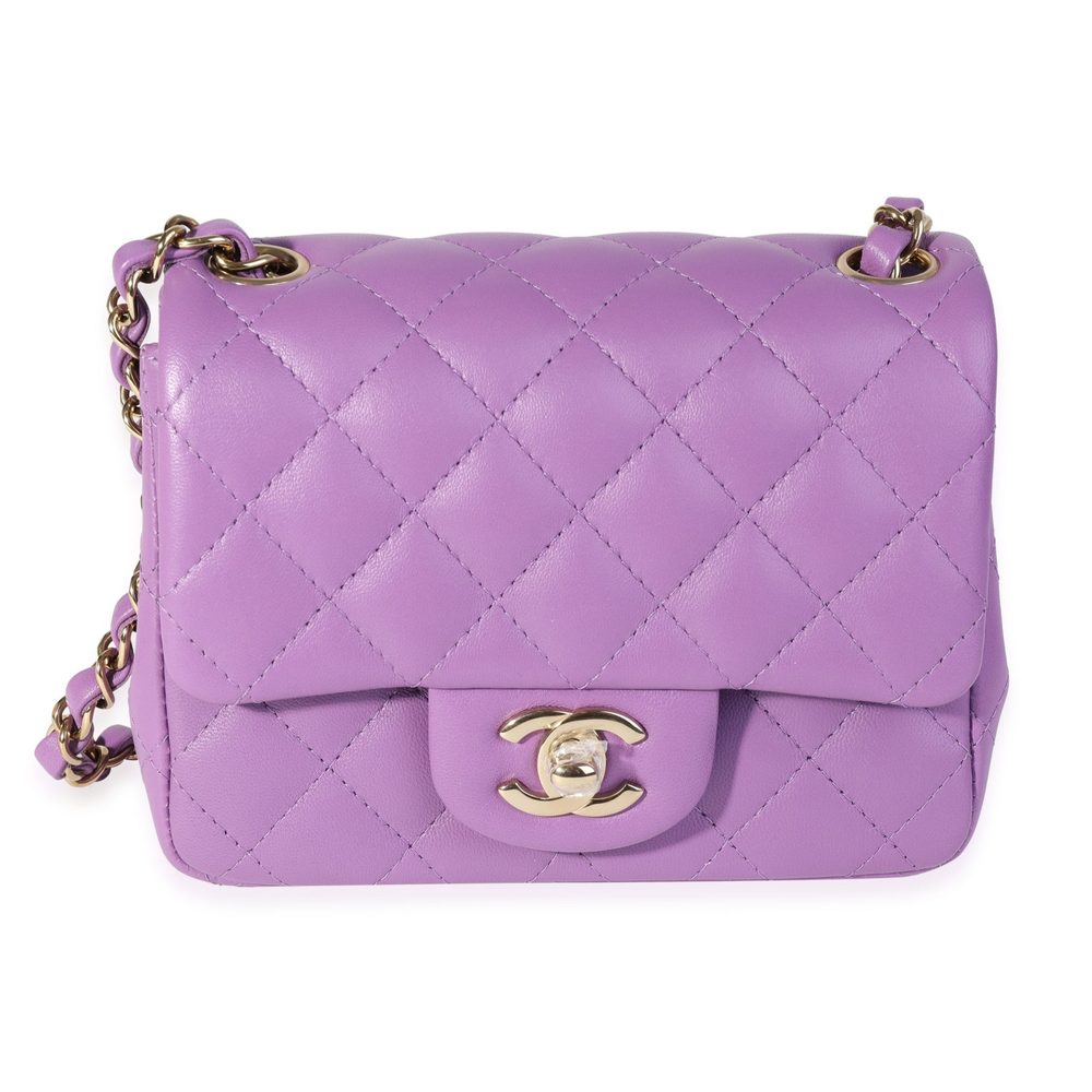 Chanel Purple Quilted Lambskin Classic Square Mini Flap Bag (Copy)
